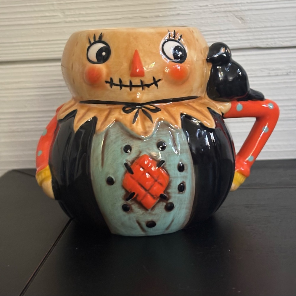 JOHANNA PARKER Halloween‎ Scarecrow Pumpkin Mug NEW Fall Collectible